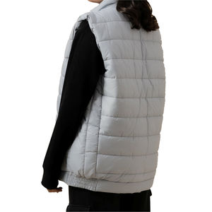 Nuevo Chaleco Acolchado Impermeable Plateado Gris para Mujer, Chaleco Acolchado Extra Grande con Capucha, Cortavientos, Exterior de Nailon, Relleno de Algodón, para Invierno - Product Image 6