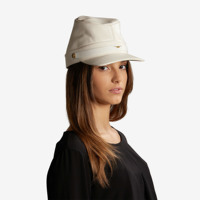 Sombrero Kepi de cuero de Napa contemporáneo Carlo Forti, tocado de guerra italiano de lujo, estilo glamoroso, versión más ligera, Unisex para hombres y mujeres