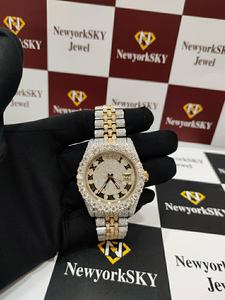 Vente chaude Luxe Glacé Moissanite Montre Hip Hop Montre-Bracelet Pour Femmes En Acier Inoxydable Buste Vers Le Bas Montre Au Prix D'usine - Product Image 2