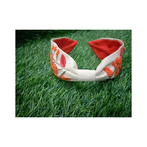 High Quality Orange Floral Beaded <b>Headband</b> Handmade Cotton Party Accessory <b>for</b> Girls Elegant Trendy Style <b>for</b> Summer - Product Image 4