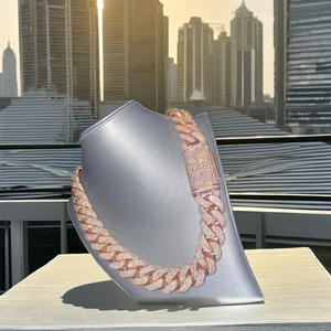 Collier chaîne cubaine personnalisée en argent sterling 925, 20 mm, 24 pouces, diamant moissanite VVS, bijoux hip-hop glacés, soirées de gala - Product Image 5