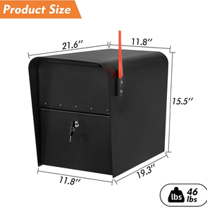 Buzón <span class=keywords><strong>de</strong></span> Correo <span class=keywords><strong>de</strong></span> Alta Seguridad JH-Mech <span class=keywords><strong>de</strong></span> 21.6 X 11.8 X 16.5 Pulgadas con Bandeja para Correspondencia Saliente, Buzón <span class=keywords><strong>de</strong></span> Acero Resistente para Montar en Poste - Product Image 2