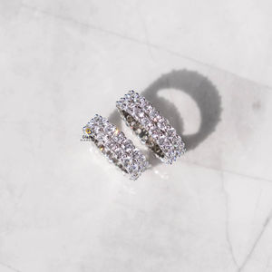 Llamativo anillo de Hip Hop en plata de ley 925 con estilo cubano y diamantes cultivados en laboratorio de corte brillante redondo para hombres - Product Image 3