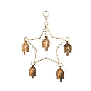 Elegante diseño de estrella, campanas colgantes de pared, campanas colgantes de Metal dorado de calidad Premium, perfectas para decoraciones de jardín y hogar - Product Image 1