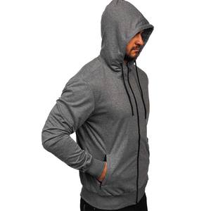 เสื้อฮู้ดซิปผู้ชายแบบเรียบ สีเทาเข้ม ซิปเต็มตัว สำหรับเล่นกีฬา - Product Image 5