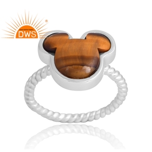 Best Selling 925 Sterling Silver Natural <b>Tiger</b> <b>Eye</b> Yellow Gemstone <b>Ring</b> Custom Design Jewelry For Women Gift For Her - Product Image 1