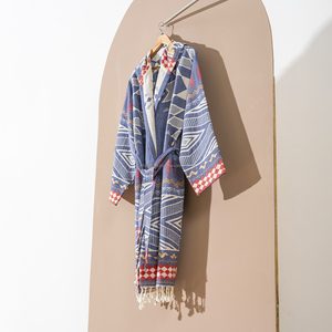 Albornoz XL unisex de algodón y lino tejido de secado rápido transpirable sólido todo el año ropa de dormir y salón modelo de verano ODM suministrado Turquía - Product Image 1