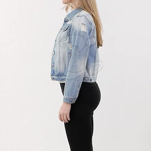 Chaqueta vaquera para uso en exteriores para mujer, chaqueta vaquera de diseño único para mujer, chaqueta vaquera de color sólido para mujer - Product Image 3