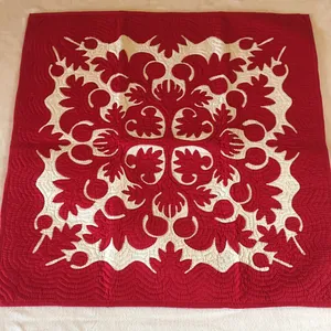 100% Met De Hand Geappliqueerd Geen Machine Geborduurde Hawaiiaanse Handgemaakte Quilts Babydekens/Muur Opknoping 42/42 Rood Met Gratis Verzending