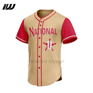 Camiseta de Béisbol Estampada al por Mayor, 100% Poliéster, Transpirable, de Secado Rápido, Cuello en V, Manga Corta, Nombre del Equipo Personalizado, Entrenamiento - Product Image 2