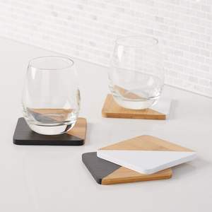 Sous-verres en marbre blanc personnalisés, design carré classique, faits à la main, écologiques, durables, luxueux, imprimés, pour café, thé, boissons, tapis en pierre - Product Image 4