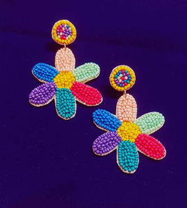 Pendientes de Alta Calidad con Bordado para Mujer, Pendientes de Cuentas con Forma Ovalada para Fiesta, Hechos a Mano en India - Product Image 4