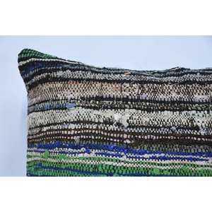 Almohada decorativa lavable extraíble antideslizante de 28x28 pulgadas de lana Multicolor Kantha Patchwork Vintage tejida ecológica - Product Image 2