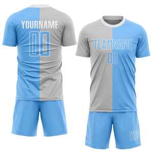 Custom <b>Retro</b> Blue <b>Football</b> Jersey Set for Adults & Kids Blank Men Soccer Team Uniforms Kit Including Shorts - Product Image 1