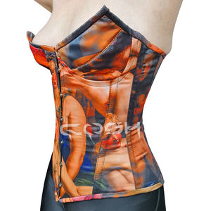 Premium Quality Fashion And Party Wear Renaissance Art Print Satin Underwire Cups Overbust Steel Boned Corset Top - Product Image 5
