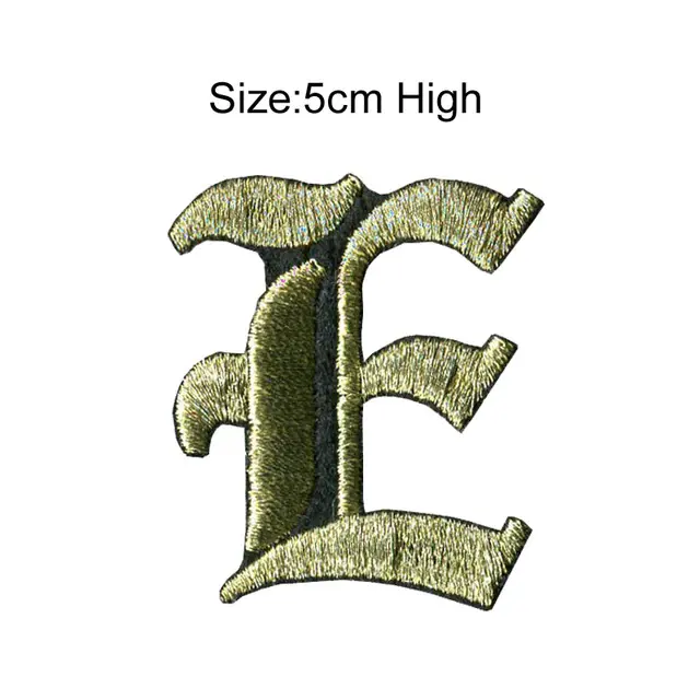 New Font Single Piece Metallic Gold English Alphabet Letters A-Z Mixed Embroidered Badge Iron On Patches For Clothing