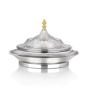 Cazuela adorable de estilo europeo, calentador de alimentos de aluminio batido a mano con tapa dorada increíble - Product Image 6