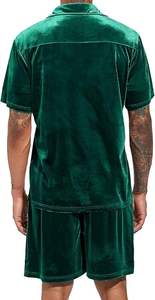 Respirant OEM personnalisé hommes velours couleur unie polo et short ensemble deux pièces correspondant tenue à manches courtes survêtements décontractés - Product Image 2