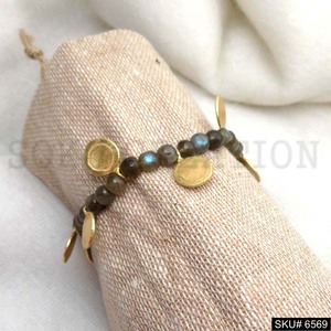 สร้อยข้อมืออัญมณีแลบราโดไรต์ทำมือดีไซน์เนอร์ชุบทอง SKU6569สินค้าพรีเมี่ยมทำมือ - Product Image 3