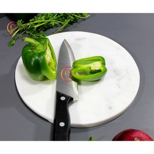 Tabla de cortar de mármol blanco puro de diseñador elegante, bloque de carnicero de cocina decorativo hecho a mano, accesorios de cocina de alta calidad - Product Image 5