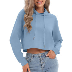 Créez Votre Propre Vente Chaude et Bas Prix Femmes Crop Top Hoodies Logo Personnalisé Imprimé Tendance Streetwear Avec Col À Capuche - Product Image 1