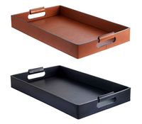 Plateau de service classique en cuir écologique fait main pour restaurant et hôtel, pour aliments, desserts et accessoires, qualité supérieure à prix abordable