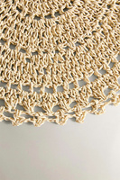 Napperon rond en raphia fait à la main Artisan Tapis de table écologique naturel pour décor de salle à manger bohème, rustique ou d'été