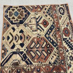 Alfombra Turca Vintage Pequeña de 2.2x3.1 pies, Alfombra de Lana Azul - Product Image 5