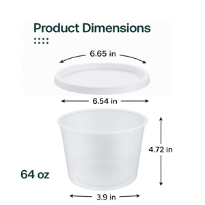 ProTakeOut 64 oz Heavy-Duty PP Deli Containers with Lids 100 <b>Sets</b> <b>Microwave</b> & Freezer Safe Durable Leak-Resistant - Product Image 4