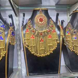 Tailles et couleurs personnalisées ensembles de bijoux de mode afghan meilleur mariage et fête porter des bijoux afghans collier boucles d'oreilles ensembles - Product Image 3