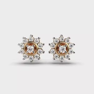 ต่างหูทองคำสีเหลือง18K เครื่องประดับทางศาสนาที่มีเพชรโมอิสเป็นหินหลัก - Product Image 1