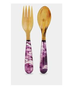 Luxury Handmade Resin Salad Server Spoon and <b>Fork</b> with Horn Head-Eco-Friendly Party Dining Decor - Product Image 2