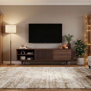 Mesa de TV de Madera de Teca de Alta Calidad, Diseño Moderno, Hecha en Indonesia, para Apartamento, Dormitorio, Comedor, Uso en Hoteles - Product Image 1