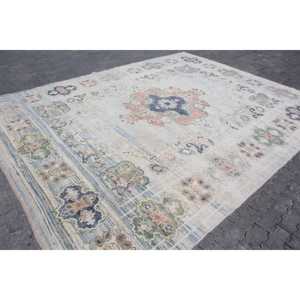 Alfombra Turca Extra Grande de 9.7x12.4 pies, Alfombra Vintage, Alfombra de Lana Azul y Blanca de Estilo Suroeste - Product Image 3
