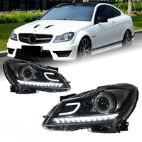 Phares à LED 12V modifiés pour Mercedes-Benz Classe C W204 (2011-2014) avec feux de jour dynamiques et clignotants séquentiels – Nouveauté