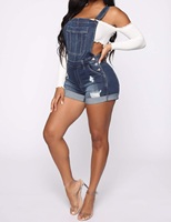 Femmes Sexy en détresse Denim court ensemble barboteuse déchiré Denim jean bavoir ensemble combinaisons femmes Jeans Denim salopette Shorts