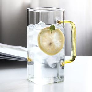 كوب قهوة زجاجي مربع عالي الشكل من البورسليكات لحليب العصير كوب زجاجي بمقبض - Product Image 2
