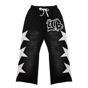 Pantalon de survêtement et sweat à capuche avec fermeture éclair sur toute la surface personnalisé poids lourd grande taille imprimé strass design évasé - Product Image 4