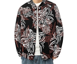 Custom Polyester Bomber Jacket Men Vintage Baseball Streetwear Stand <b>Button</b> Embroidery Long Sleeved Winter Reversible Windproof - Product Image 2