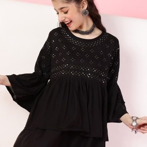 Top estampado para niñas Mujeres Ropa informal Patrón floral Estilo Botón frontal Abajo Blusa de diseñador con media manga - Product Image 4