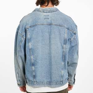 Blouson en jean à capuche pour homme, style motard sportif, toile délavée, coupe-vent, logo personnalisé sur le devant, OEM, haute qualité - Product Image 5