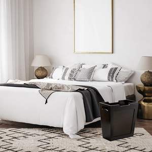 Poubelle en bambou Poubelle rectangulaire étroite avec poignées Corbeille mince en bois Petites poubelles pour salle de bain Chambre - Product Image 5