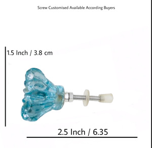 Boutons de poignée de tiroir en verre bleu Aqua Daisy Flower, poignées d'armoire CK 558 - Product Image 3