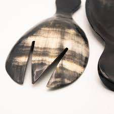 Service à salade en corne de buffle véritable de taille personnalisée de qualité supérieure ensemble de couverts de cuisine et de vaisselle exquis ustensile de service - Product Image 5