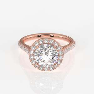 Lab Grown Round Cut <b>Diamond</b> <b>Ring</b> with 14k Gold Halo Engagement Handcrafted <b>Diamond</b> <b>Rings</b> - Product Image 6
