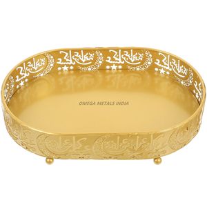 Plateau de service rectangulaire en or élégant avec finition lisse idéal pour organiser et rehausser votre décoration intérieure - Product Image 2