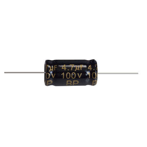 High quality of BI-polar <b>Double</b> <b>ended</b> sealed Axial Aluminum Electrolytic Capacitor <b>Leads</b> 4.7uF 100V for loudspeakers use - Product Image 1