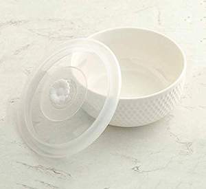 Bol en céramique allant au micro-ondes pour les repas quotidiens Bol de nourriture en céramique blanc brillant pour les maisons minimalistes de HAND MADE CRAFT - Product Image 1