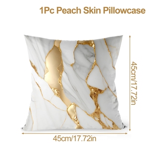 Housse de <span class=keywords><strong>coussin</strong></span> décorative en marbre, bleu <span class=keywords><strong>or</strong></span>, peau de pêche, avec veines dorées, sac Opp imprimé Microstar - Product Image 4