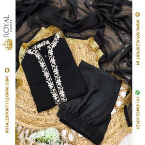 Lancement d'un fabricant de collections de costumes trois pièces en georgette à broderie lourde par Royal Export à Surat - Product Image 5